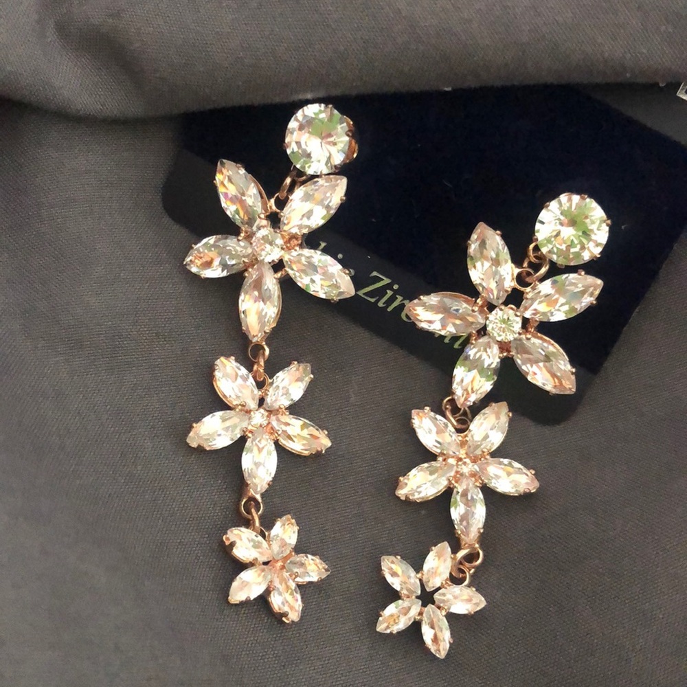 Crystal Flower Links in Rose Gold Setting,NWT